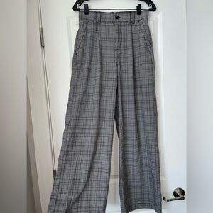 American Eagle Outfitters Gray Plaid Wide Leg Pants